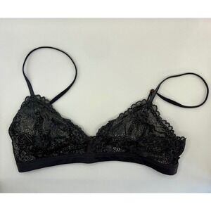 Savage X Fenty Dark Grey Metallic Glitter Unlined Lace Triangle Bralette XS